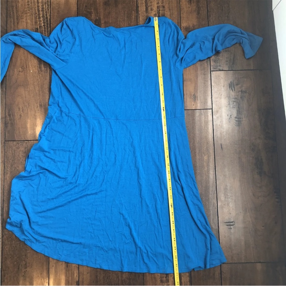 Eileen Fisher T-shirt Dress Tunic Blue Xs Long Sleeve Blue Teal Shift Viscose - Picture 8 of 8